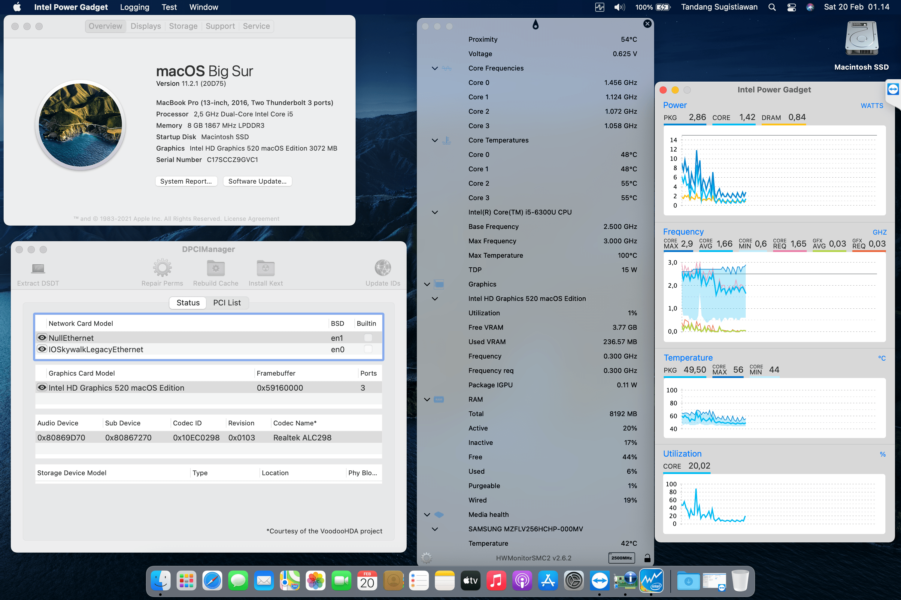 Success Hackintosh macOS Big Sur 11.2.1 Build 20D75 in Microsoft Surface Book 1st Gen